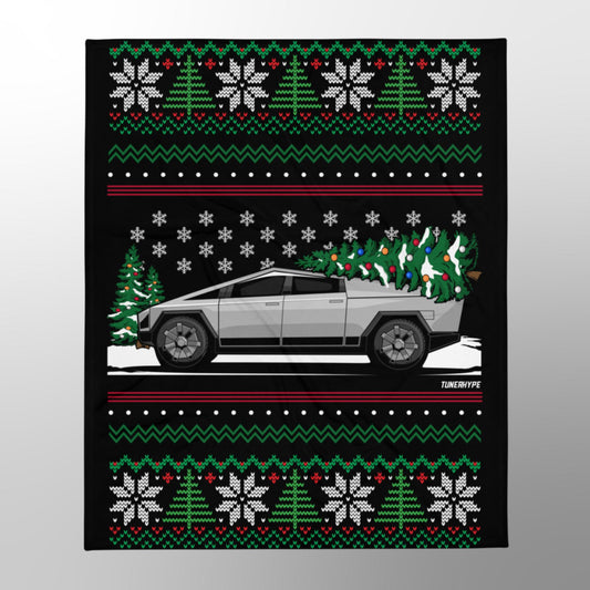 tesla cybertruck gift blanket sweater ugly christmas