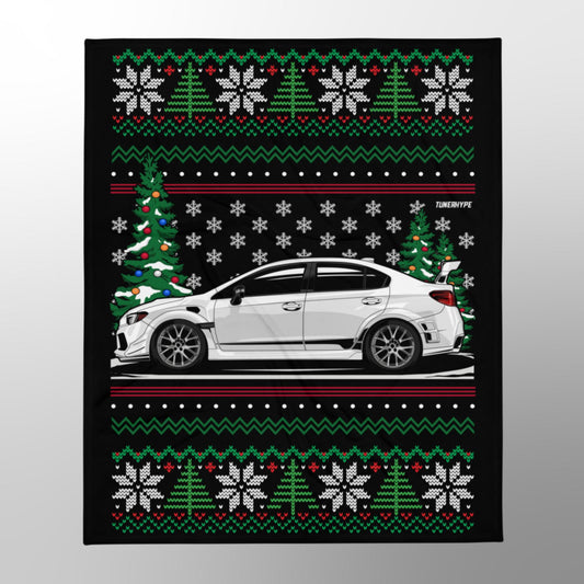 Ugly Christmas Blanket - Subaru WRX in White