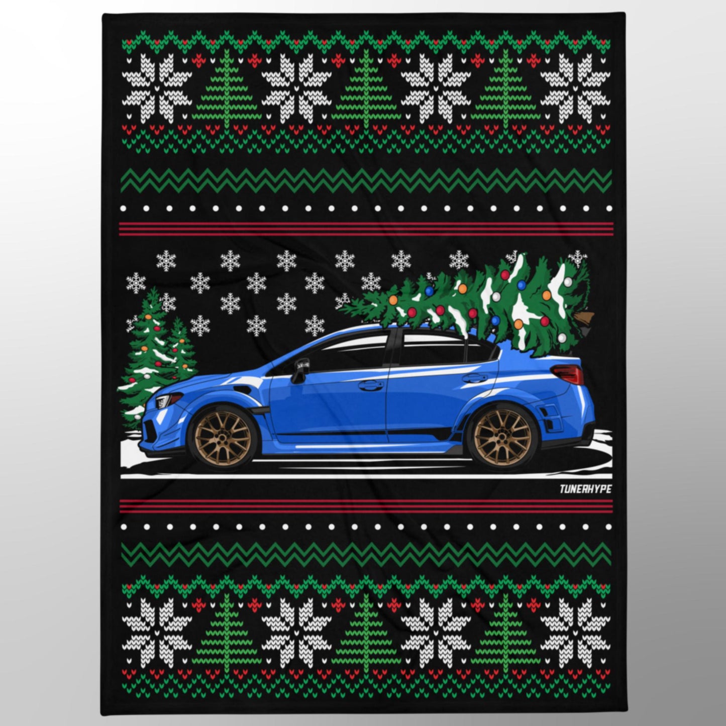 Ugly Christmas Blanket - Subaru WRX