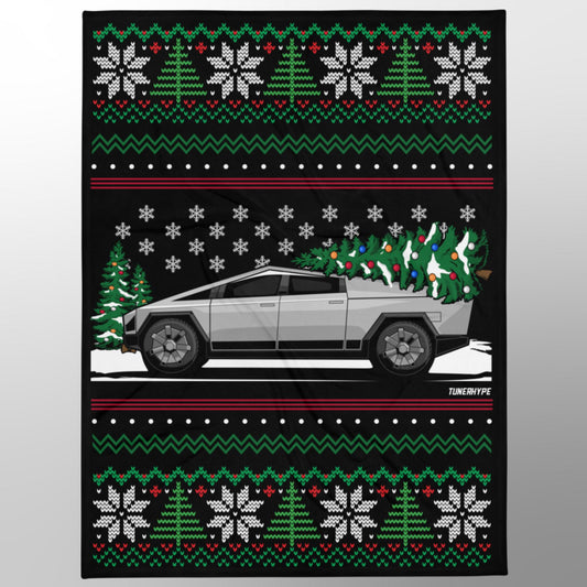 tesla cybertruck gift blanket sweater ugly christmas 02