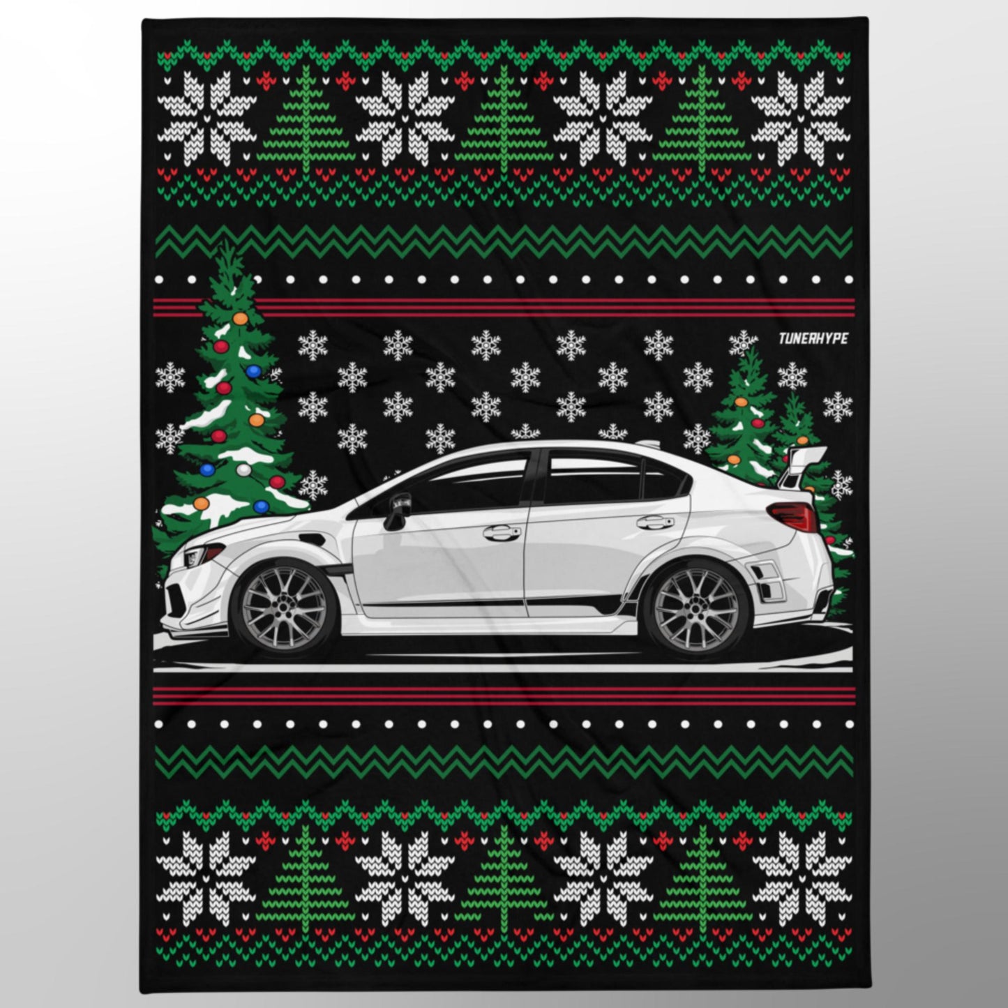 Ugly Christmas Blanket - Subaru WRX in White